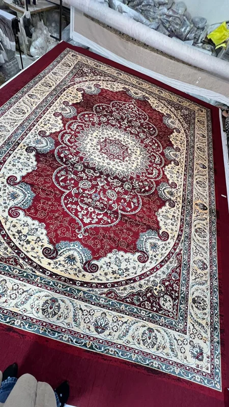 کاور فرش و روفرشی کشدار طرح فرش سنتی زیبا رنگ لاکی کد Rh2053 (با فیلم زنده)