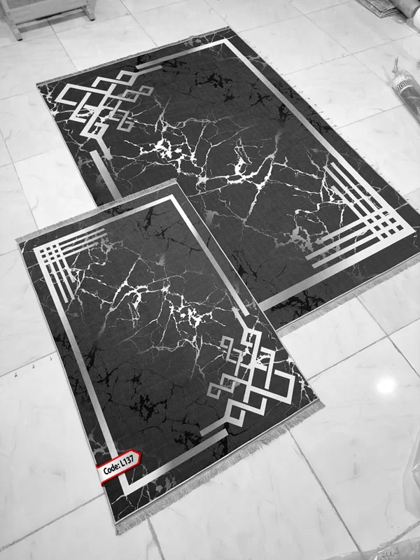 فرشینه استپ دار ۳ لایه ریشه دار (فرش لایت) کیفیت عالی طرح مدرن بسیار زیبا کد fhsL137 (با فیلم) light carpet high quality code L137