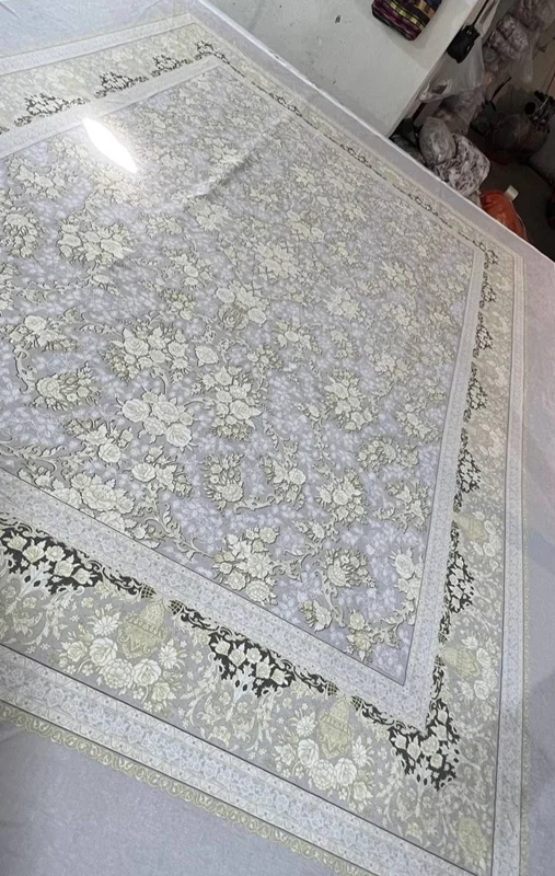 کاور فرش و روفرشی کشدار طرح جذاب طرح فرش سال سه بعدی رنگ طوسی کد Rh1350 (با فیلم)