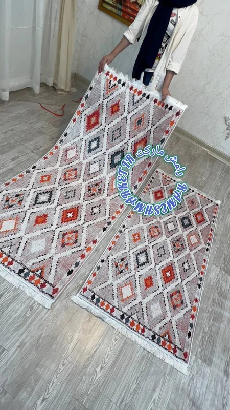 فرشینه استپ دار ۳ لایه ریشه دار (فرش لایت) کیفیت عالی با طرح مراکشی زیبا کد fh1890 (با فیلم)