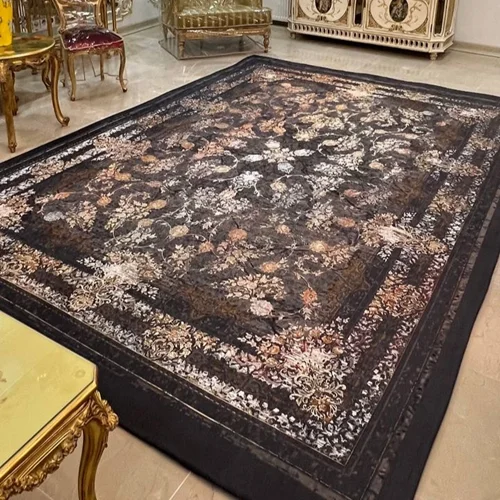 کاور فرش و روفرشی کشدار طرح وینتیج رنگ طوسی ترکیب قهوه ای و طلایی کد 1660 (با فیلم)