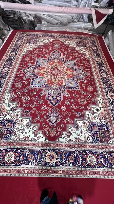 کاور فرش و روفرشی کشدار طرح سنتی بسیار زیبا رنگ لاکی کد Rh0635 (با فیلم زنده)