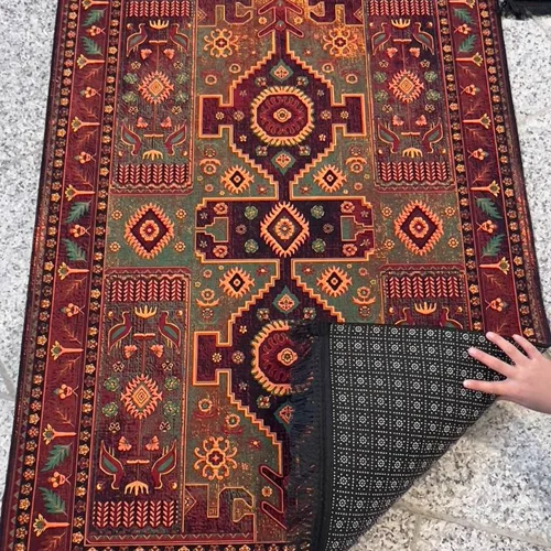 فرشینه استپ دار (دارای ترمز) طرح سنتی خیلی زیبا کیفیت عالی کد fh2591 (با فیلم) / light carpet with stop-layer code 2591