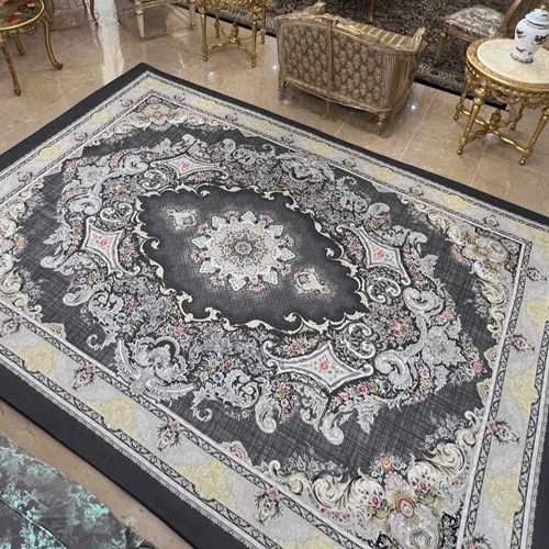 کاور فرش و روفرشی کشدار طرح فرش زیبا رنگ زمینه طوسی کد 1434 (با فیلم)