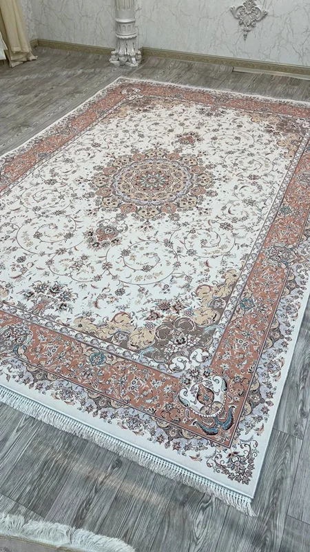 فرشینه پشت استپ دار (فرش لایت) کیفیت عالی طرح بسیار زیبا رنگ کرم کد fh0754 (با فیلم) / mat light carpet with stop-layer modern design all sizes