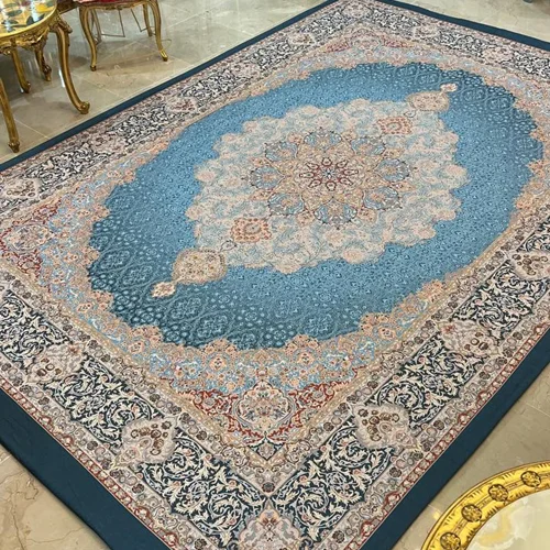 کاور فرش و روفرشی کشدار طرح زیبا رنگ آبی ترکیب نسکافه ای کد Rh1817 (با فیلم)