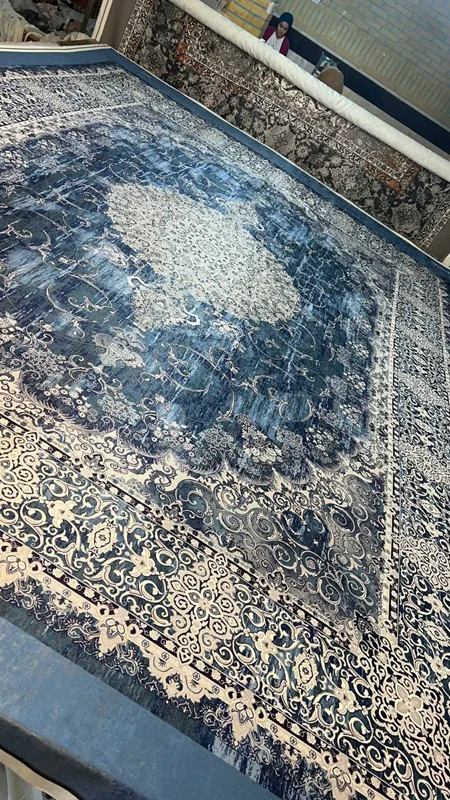کاور فرش و روفرشی کشدار طرح مدرن زیبا رنگ آبی کد ۰۹۳۶