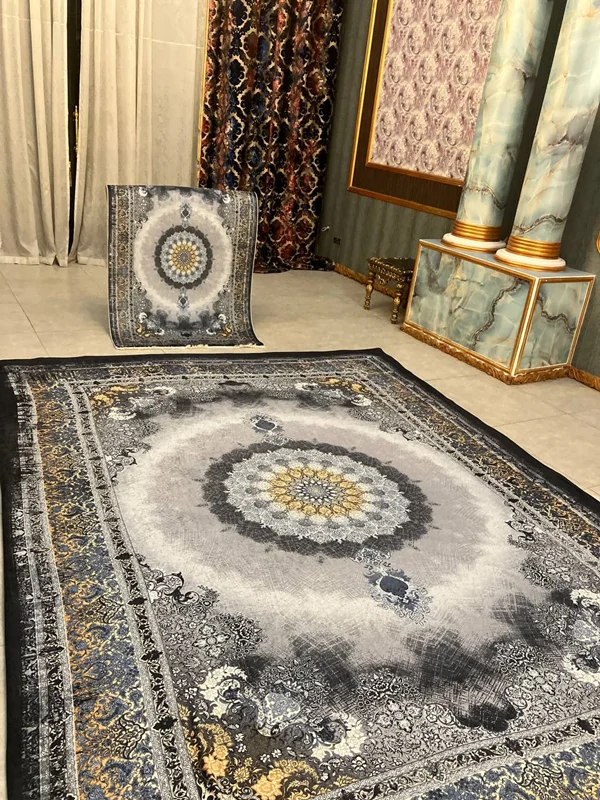 کاور فرش و روفرشی کشدار پارچه مخمل شانل تراکم بسیار بالا با کیفیت طرح بسیار زیبا کد RFL_h305 (با ویدئو)