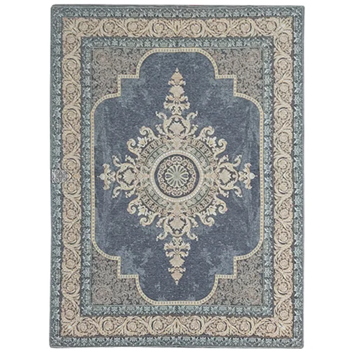 روفرشی مخمل ابریشم درجه یک گلباف یزد کد 260 با حاشیه طلایی رنگ جدید طوسی آبی (با فیلم لایو)