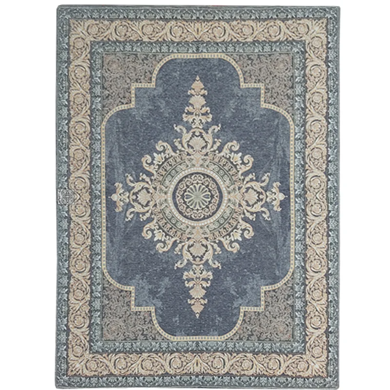 روفرشی مخمل ابریشم درجه یک گلباف یزد کد 260 با حاشیه طلایی رنگ جدید طوسی آبی (با فیلم لایو)