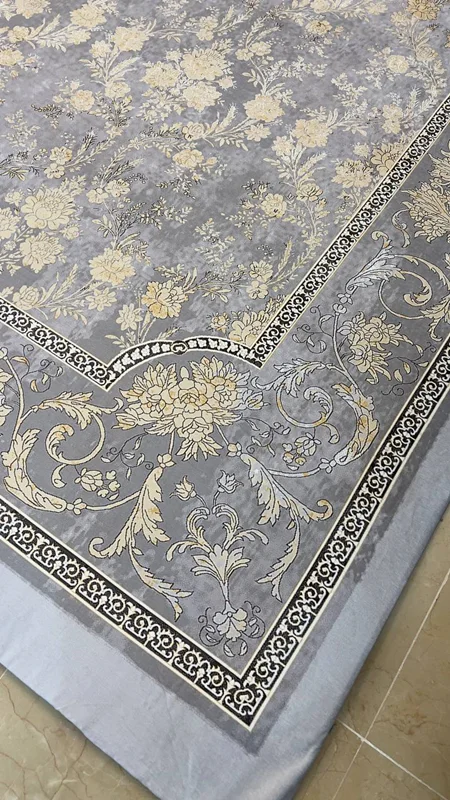 کاور فرش و روفرشی کشدار طرح فوق العاده زیبا رنگ طوسی ترکیب کرم طلایی کد Rh1962 (با فیلم زنده)