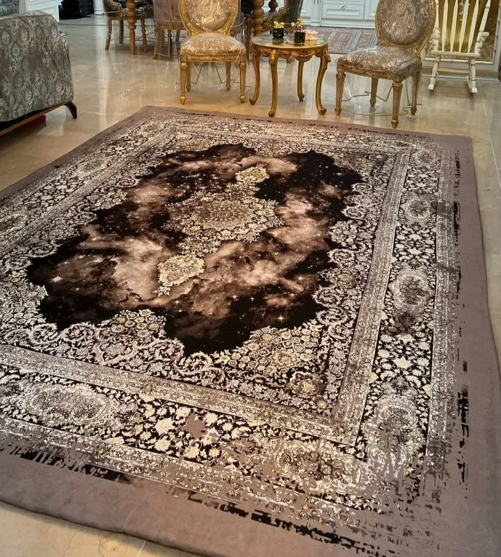 کاور فرش و روفرشی کشدار طرح بسیار زیبای کهکشانی ترکیب رنگ طوسی و قهوه ای کد 1636 (با فیلم)