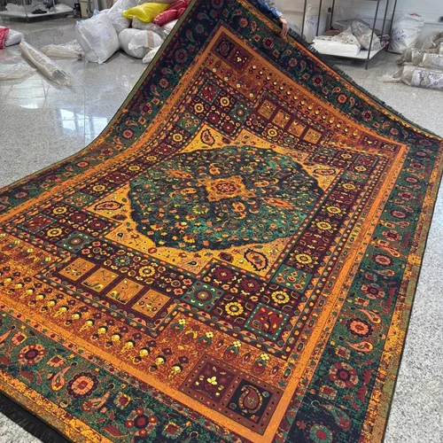 فرشینه استپ دار (دارای ترمز) طرح زیبای سنتی زیبا کیفیت عالی کد fh2621 (با فیلم) / light carpet with stop-layer code 2621