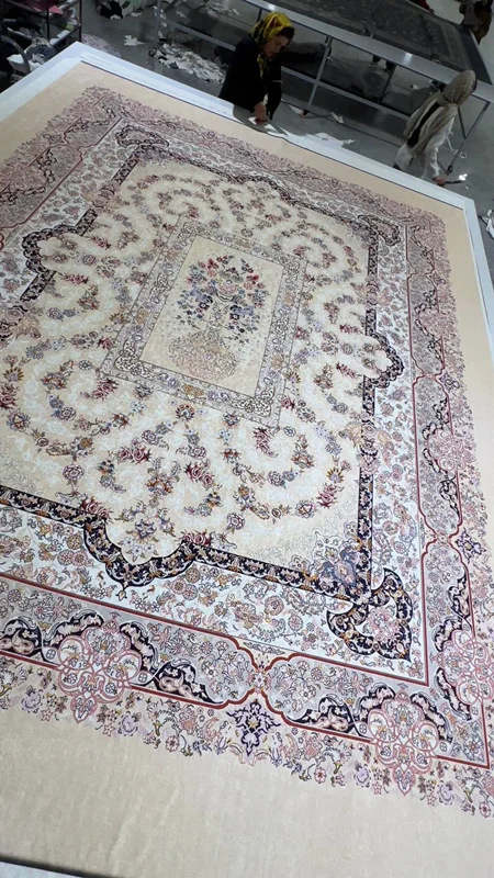 کاور فرش و روفرشی کشدار رنگ زمینه کرم کد 0625 (با فیلم)