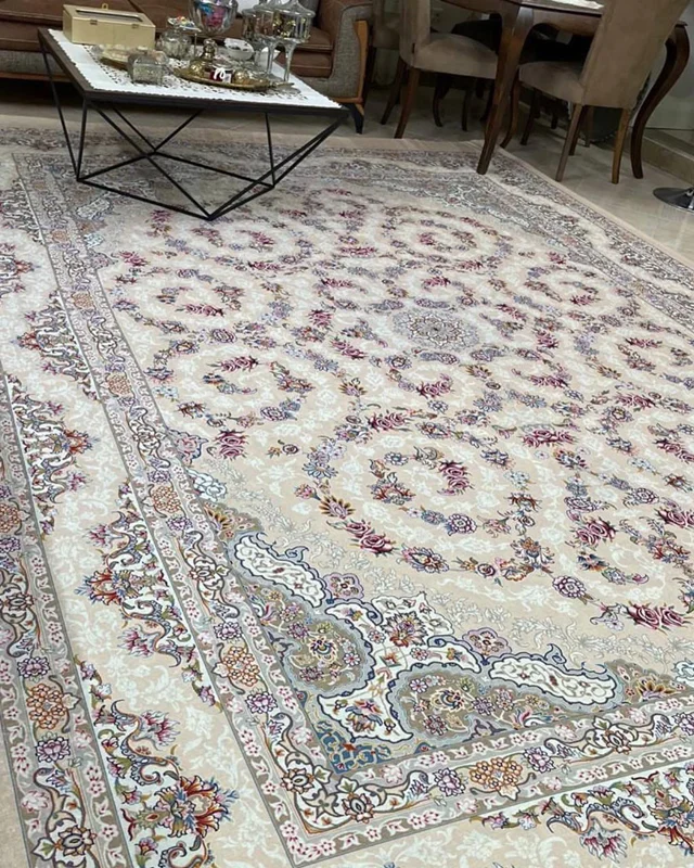 کاور فرش و روفرشی کشدار بسیار زیبا و پرفروش رنگ کرم کد ۰۰۹۲ (با فیلم)