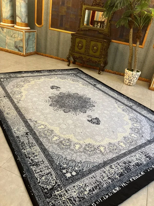 کاور فرش و روفرشی کشدار پارچه مخمل شانل تراکم بسیار بالا با کیفیت طرح بسیار زیبا کد RFL_h294 (با ویدئو)