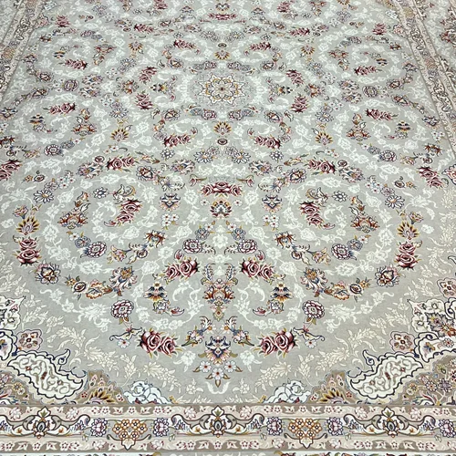 کاور فرش و روفرشی کشدار طرح بسیار دلنواز رنگ زمینه فیلی کد 1407