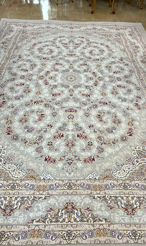 کاور فرش و روفرشی کشدار طرح بسیار دلنواز رنگ زمینه فیلی کد 1407