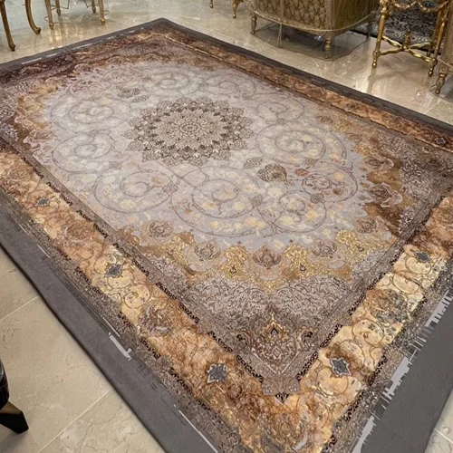 کاور فرش و روفرشی کشدار طرح بسیار زیبا ترکیب رنگ طوسی و قهوه ای طلایی کد 1634 (با فیلم)