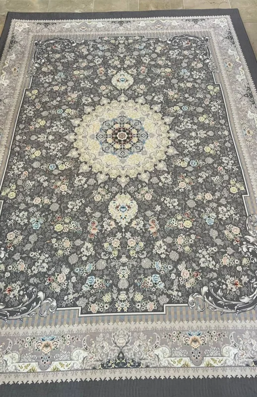 کاور فرش و روفرشی کشدار طرح عالی زمینه طوسی کد 1458