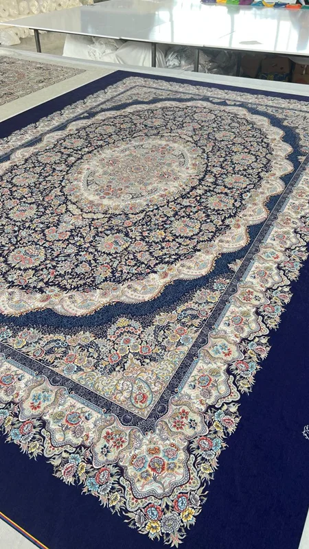 روفرشی کشدار و کاور فرش کشدار تراصل طرح زیبا رنگ سرمه ای کد Rta556 (با فیلم) با تنوع سایز کامل قابل سفارش